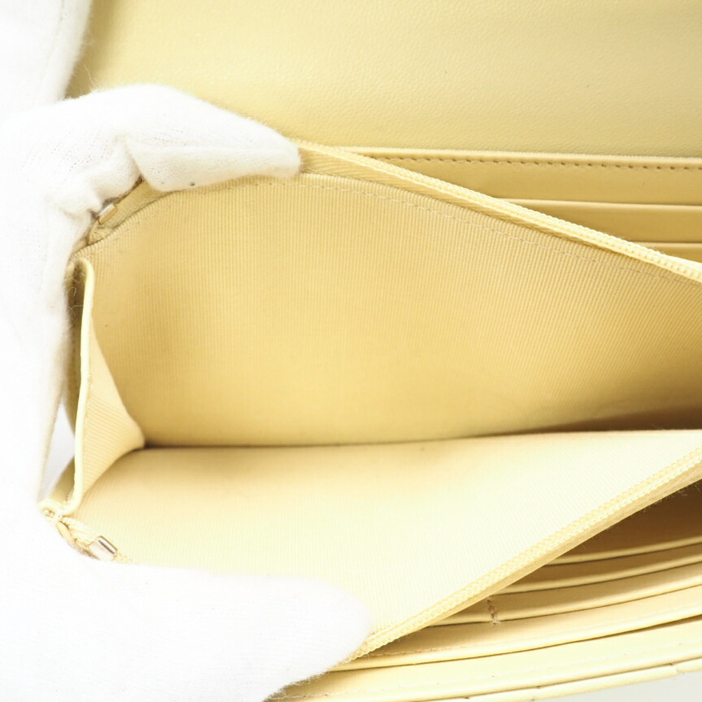 CHANEL Yellow Lambskin Leather Wallet - Picture 11 of 13
